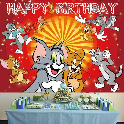 Tom und Jerry Party Deko Party Zubehör Hintergrund Banner Geburtstag Geschenk - Bild 3 von 7