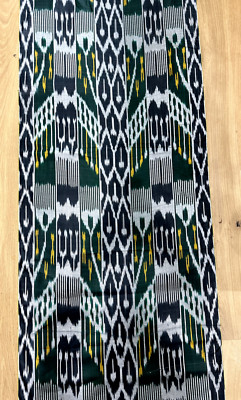 11 Yard HAND MADE UZBEK Natural SILK IKAT ADRAS FABRIC WIDE SIZE # 5718*