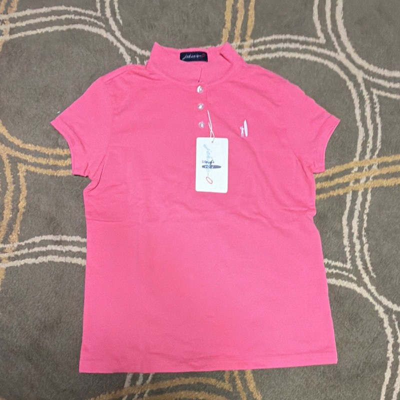 johnnie-O Girls Size 14 Pink Solid Polo Shirt Short Sleeve Collared Logo Button