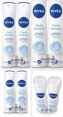 NIVEA Fresh Natural Deodorant Spray 48h Antibacterial Unisex 2 x 5.07 oz