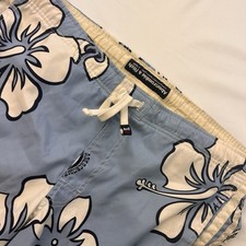 Abercrombie  Fitch Vintage Men Blue White Big Flowers Cargo Swim Trunks XL