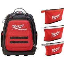 15"PACKOUT Tool Backpack w/3-Pack Zipper Tool Bags
