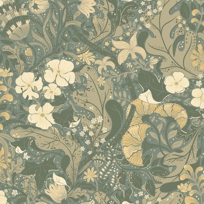 S83104 - Hjarterum Summer Meadow Green Beige Galerie Wallpaper