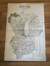 Vintage Region Seven Map Poster Boy Scout 7 BSA 1950’s 