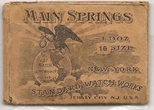 8 Coiled Main Springs Size 16 Unused : Standard Watch Works   Jersey City N.J.