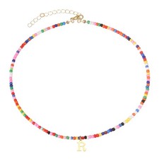 Colorful Initial Necklaces for Women,Cute Trendy Bead Chokers Necklace Letter R 