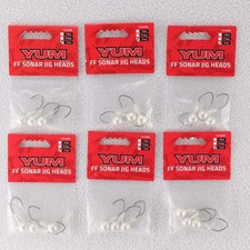 Lot of 6 YUM Forward Facing Sonar Jig Heads 1/4 oz Pearl 1/0 Hook (18ct total)
