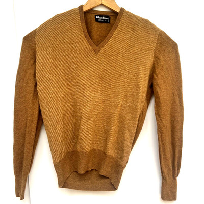 Vintage 90s Punto Blanco Knit Sweater Mens Brown Wool V-Nick Size 5/M