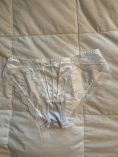 VTG White Satin Bikini Panties Size L
