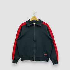 Vintage 70s Adidas Trefoil Sweatshirt Red Stripe Zipper Track Top Size M