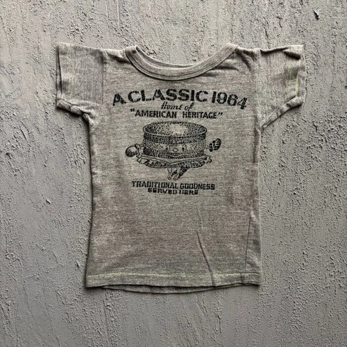 Vintage Denim & Dungaree T-Shirt XS 100CM Grey American Heritage Burger Japan