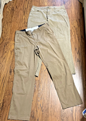2x Columbia Work Pants Men s Reg. Fit Khaki 42 x 34 Redhead Work Pants U31h READ