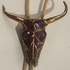 Vintage Metal Bolo Tie, Big Size, Nice Longhorn Skull Head, Bull, Cow, Nice West