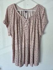 Chaps Womens 1X Floral Tunic Lace Up Tassel Ditsy Boho Cottagecore Flowy Comfy