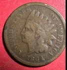 1864L US Indian Head Cent! Pointed Bust! VG Details! Old US Coin!