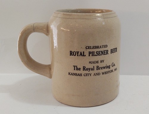 Pre-Prohibition Royal Pilsener Beer Royal Brewing Weston Missouri Mug Kansas Cty