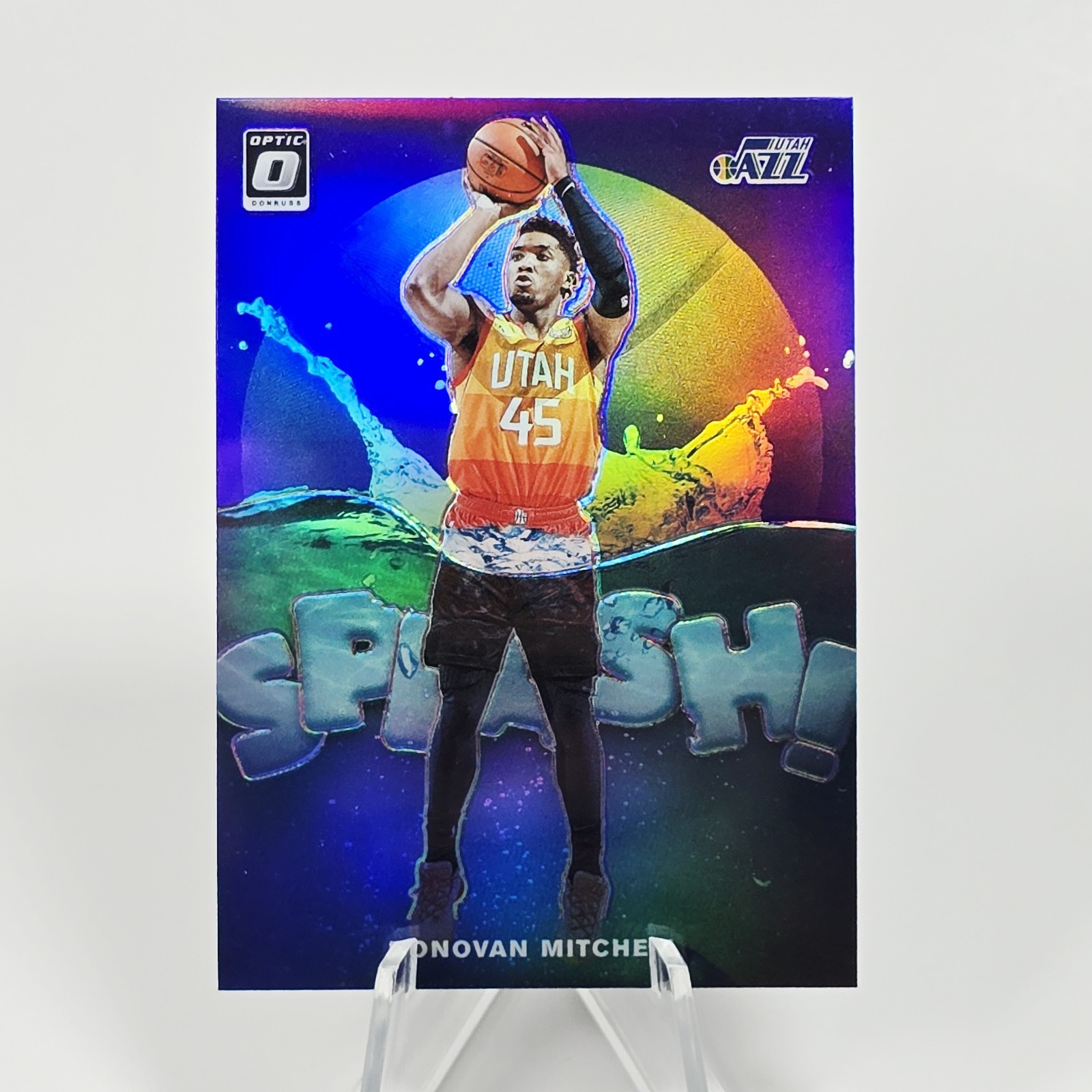 Donovan Mitchell Jazz Donruss Optic Splash Prizm Card