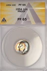 1954 Toned Roosevelt Dime Proof ANACS PF 65 PR See Video Toning Silver Coin 10C