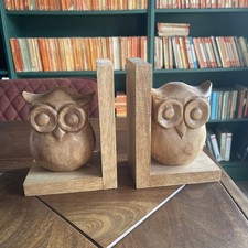 Vintage Wooden Owl Book Ends 