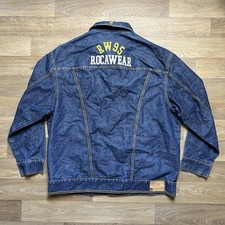 Vintage Y2K Rocawear Denim Jacket Men XL Blue Baggy 2000 s Hip Hop Streetwear