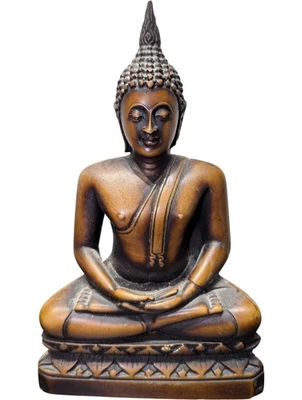 Japanese Buddha Statue Sculpture Bronze Finish Antique Style Figurine - Image 1 of 2