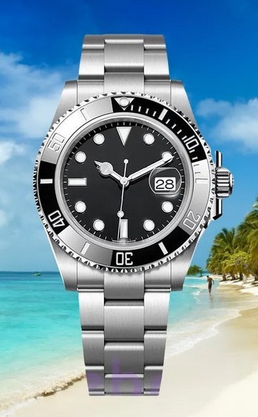 Montre automatique sport homme avec lunette céramique noire anti-rayure et cadran lisible