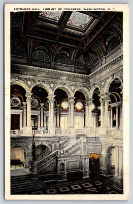 Entrance Hall Library Of Congress Washington DC Vintage Postcard