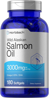 Wild Alaskan Salmon Oil 180 Softgels | Omega-3 EPA & DHA | Non-GMO, Gluten Free