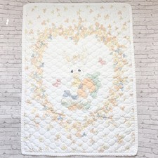 Vintage Precious Moments Bunny Quilted Style Baby Blanket