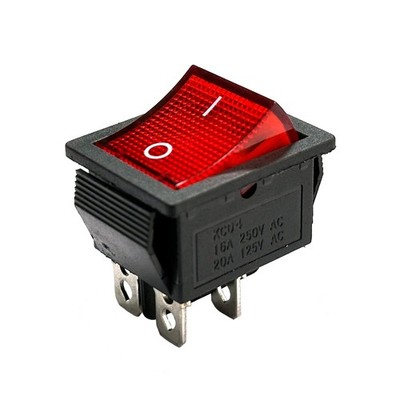 KCD4 Rocker Switch 4 Pin Rocker Switch DPST ON/Off Red Illuminated Snap-in Po...