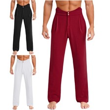 Mens Long Pants Elastic Dancewear Modern Trousers Ballroom Ballet Tango Latin
