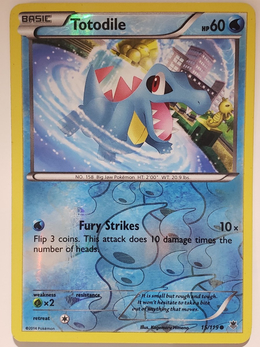 REVERSE HOLO Totodile 15/119 PL XY Phantom Forces Pokemon Card