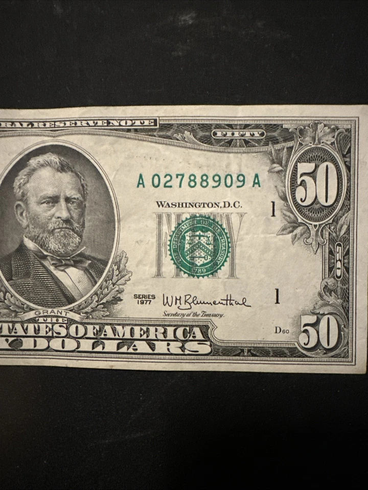 1977 50 Dollar Note Vintage A02788909a Excellent Almost Uncirculated - Image 3 of 4