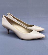 Michael Kors Alina Flex Logo-Plaque 50mm Leather Pumps Natural 11 US Size NEW