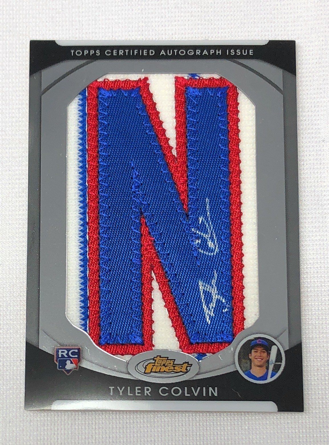 Tyler Colvin 2010 Topps Finest Rookie Auto Letter N Patch /217 Chicago Cubs Card