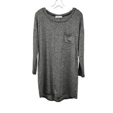 Potter's Pot Womens Striped Shift Dress Long Sleeve Gray/Black Size Small