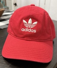 Adidas Originals Relaxed Strap back Cap With Trefoil Detail In Red And White