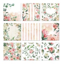9 Mini Note Cards 3x3 Red Pink Roses Feminine Gift Enclosure Set Handmade