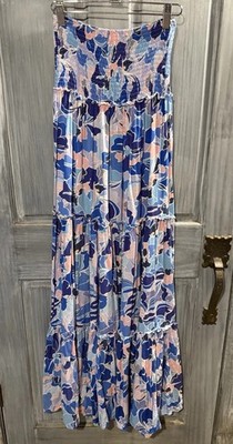 Abel The Label ATL Anthropologie Smocked Strapless Tiered Maxi Dress Or Skirt XS