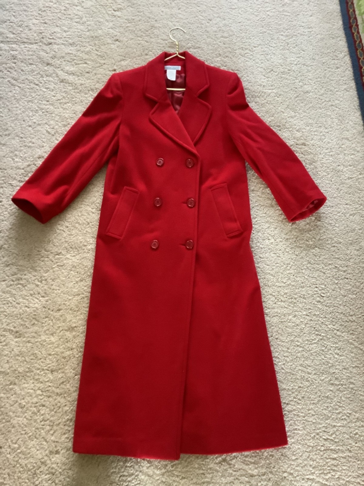 WOMENS SOLID RED 100% WOOL DOUBLE BREASTED OVERCO… - image 10