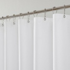Fabric Shower Curtain Liner White Water-Repellent Hotel Quality 72x72in Heavy