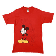 Vintage Mickey Mouse Red Single Stitch Graphic T Shirt size Large Made in USA