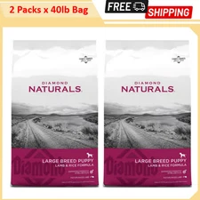 2 packs-Diamond Naturals Large Breed Puppy Lamb & Rice Formula Dry Dog Food,40lb