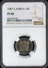 1987 South Africa 10 Cents NGC PF68 Quality