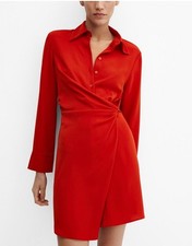 Vibrant Red Mango Draped Wrap Dress in Size XS - NWT - Gorgeous!