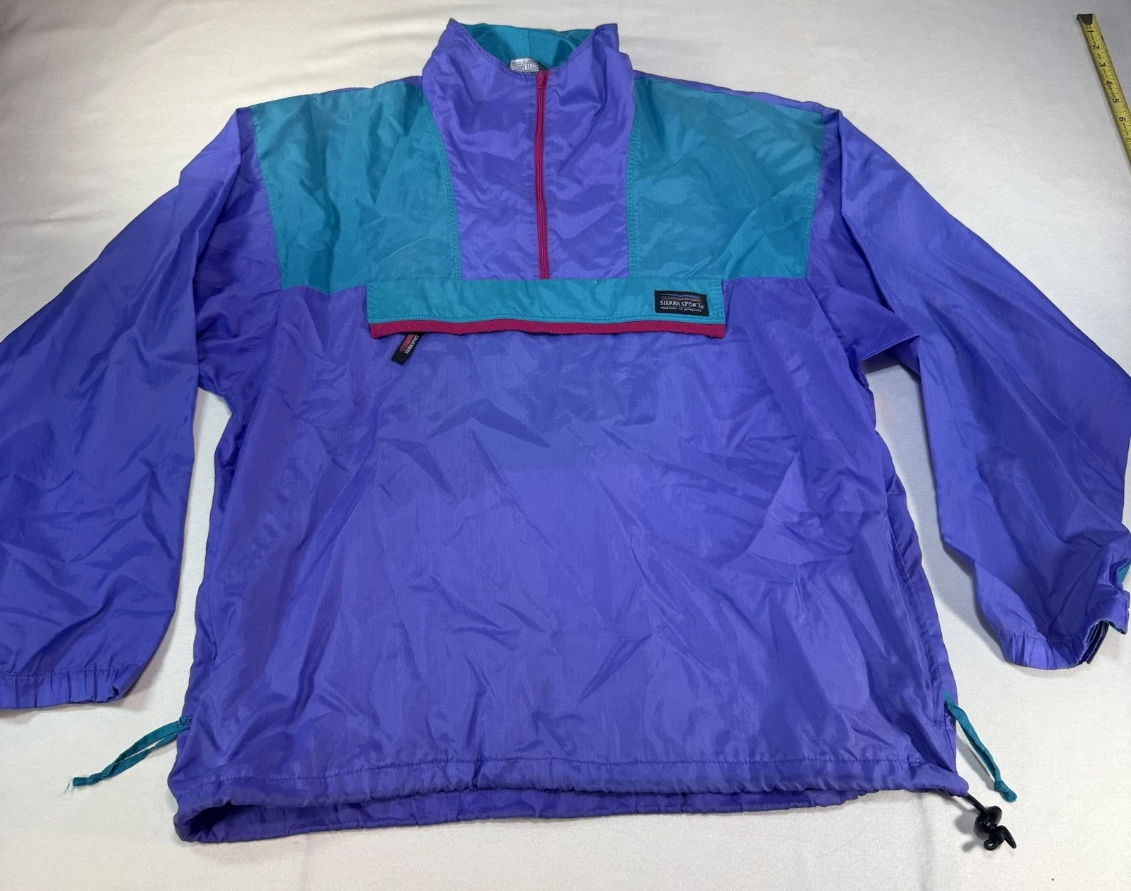 Vintage 90s Sierra Sport Promega Men’s Packable 1/2 Zip Windbreaker Large Blue