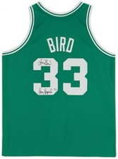 Framed Larry Bird Celtics Signed Mitchell & Ness 1985-1986 Jersey w/Insc- LE 133