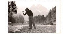 1948 Garmisch-Partenkirchen Postcard Young Woman Rocky Riverbed po tiltu Message