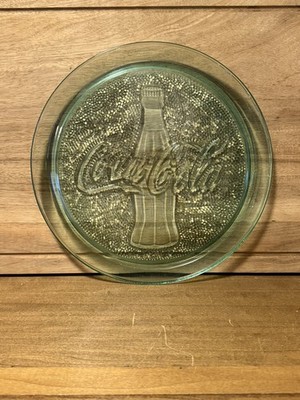 Coca-Cola Coke Green Pebble Glass Serving Tray  13  inch Platter Vintage