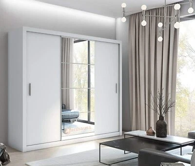 ARTHAUSS FURNITURE Brand New Modern Wardrobe Sliding Door with Mirror IDEA 01 in White Matt 250cm